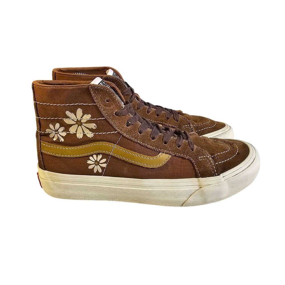 Vans Sk8-Hi Tapered Daisy Floral Brown Suede Sneakers Women's 7 / Men's‎ 5.5